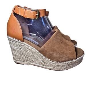 Steve Madden Marina Suede Wedge Espadrilles Ankle Strap Buckle Platform Size 8